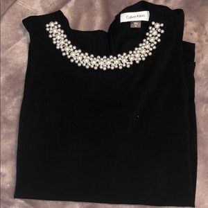 Calvin Klein size xs black tank top with pearls